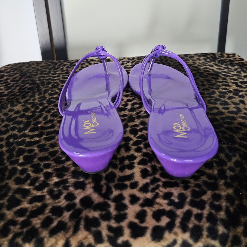 PURPLE PATENT LEATHER WEDGE SANDALS SHOES SIZE 11 - Picture 2 of 3